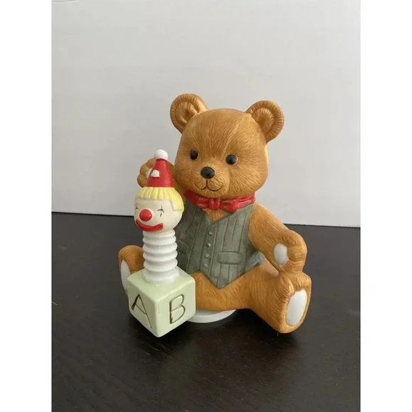 Vintage Christmas TEDDY BEAR and JACK IN BOX MUSIC BOX--TOYLAND‎