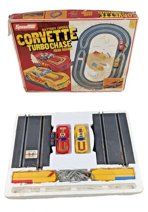 Vintage SpeedTrak Corvette Turbo Chase Road Racing Set – Parts, Display, Restore