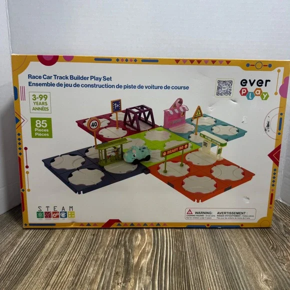 Ever Play Race Car Track Builder Play Set Reversible Rotatable Tracks EPR22