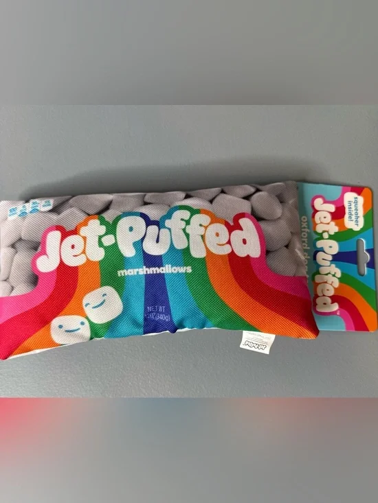 Jet-puffed Rainbow Plush Marshmallow Oxford dog toy with squeaker play chew