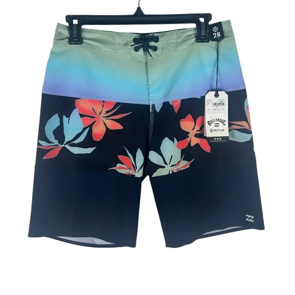 Billabong Mens Tribong Pro Upcycler Boardshorts Navy Floral Ombre Size‎ 28 NEW