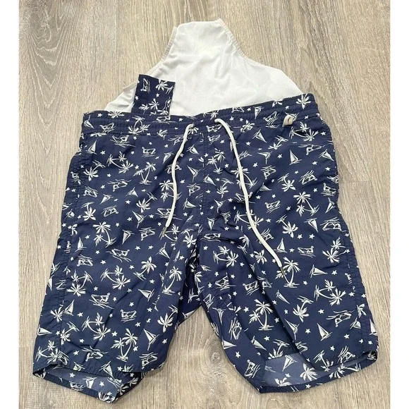 Polo Ralph Lauren Shorts Men's Small Board Blue Sailing Palm Trees Swim‎ Trunks