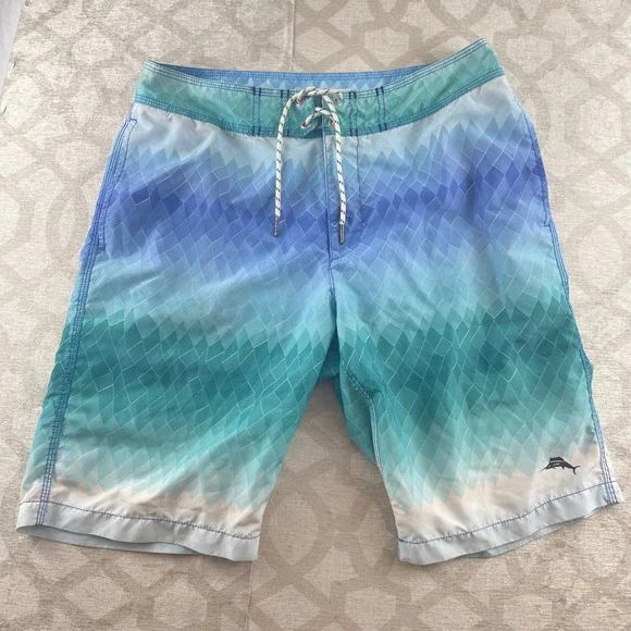 Tommy Bahama Relax Swim Trunks‎ Men's Size 32 Blue Teal Diamond Board Shorts