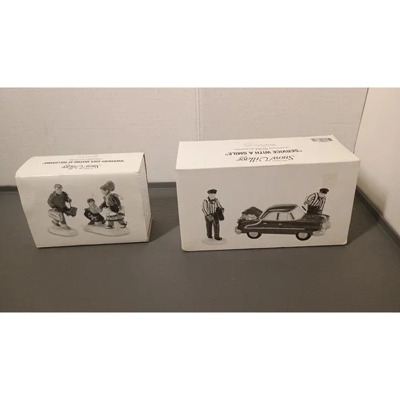 Dept 56 Snow Village Accessories Service With A Smile Skating Red Car Excellent