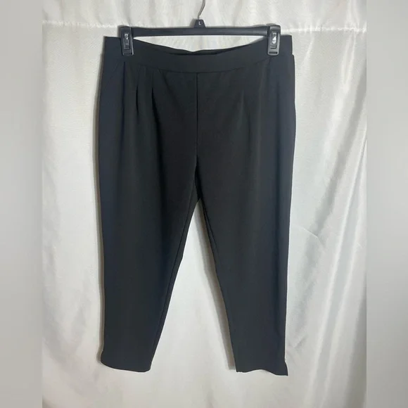 Michael Kors Black Tapered Pants Size L Elastic Waist 28” Inseam Career