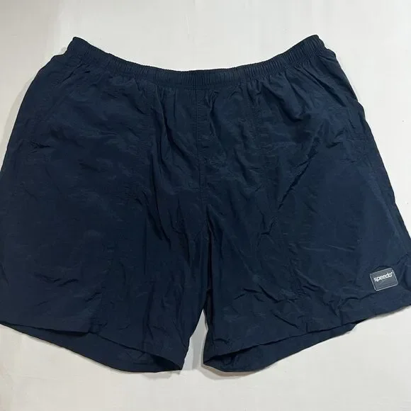 Speedo Mens Swim Trunks Shorts Navy Blue Size XL 100% Nylon Mesh Lined Pockets