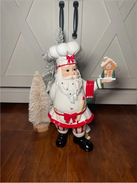 Peppermint Square Holiday Chef Santa Figurine Holiday Decor