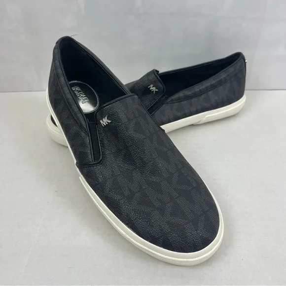 Michael Kors Women’s Black Slip On MK Logo  Sneakers Size 10‎