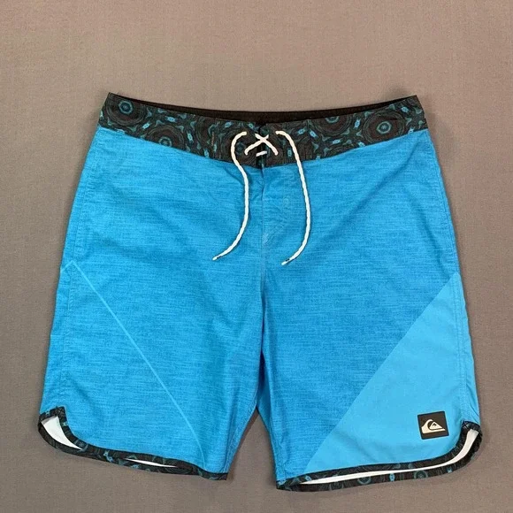Quiksilver Board Shorts Mens‎ 36 Blue AG47 DryFlight Quick Dry Surf Zip Pocket