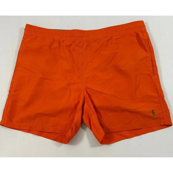 Polo Ralph Lauren Swim Trunks Mens Large Orange Mesh Lined Elastic Waist Shorts