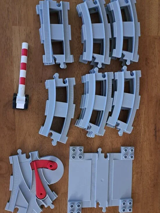Lego Duplo Train Track Lot gray Curved, Straight, Switcher, crossing 21 Pieces