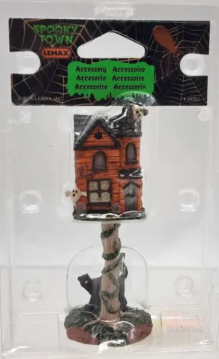 Lemax 64051 HAUNTED BIRDHOUSE Spooky Town Accessories Halloween 2016 Black Cat