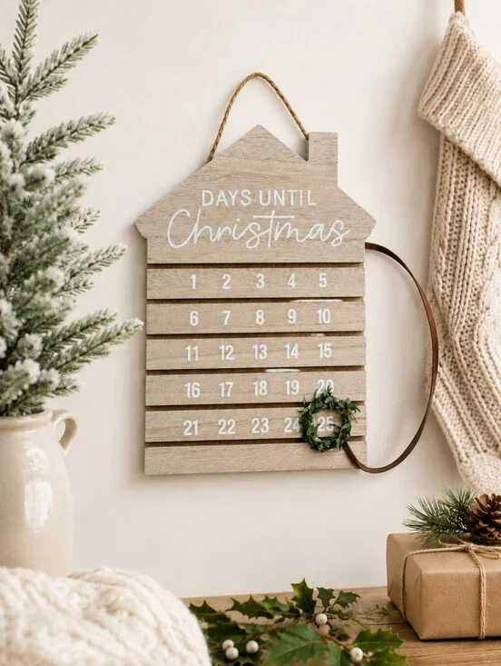 Days Until Christmas Countdown Wooden House Sign – Farmhouse Holiday Decor