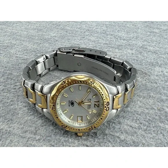 FOSSIL BLUE AM 3425 100 Meter Woman's WR Quartz Watch NEEDS New Battery AS