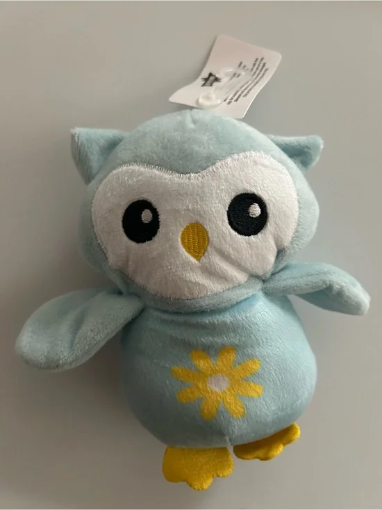 Joyhound Blue Owl Plush Squeaker Dog Toy Floral Detail NWT