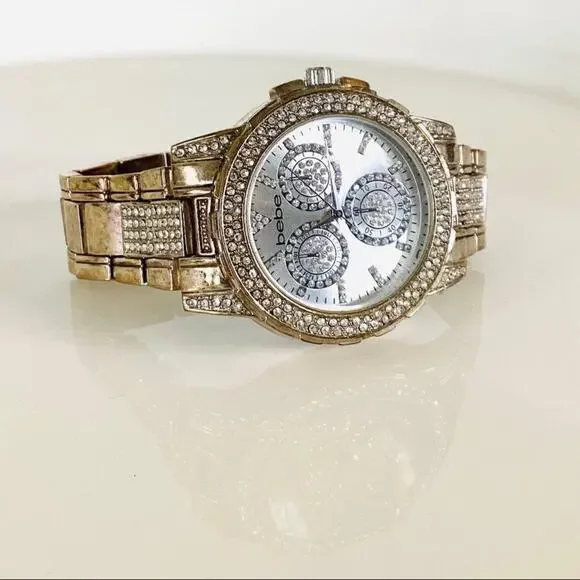 Bebe SILVER DIAL CRYSTAL BEZEL WATCH