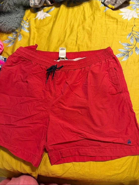 Brooks Brothers Red Men's Swim Trunks with Drawstring