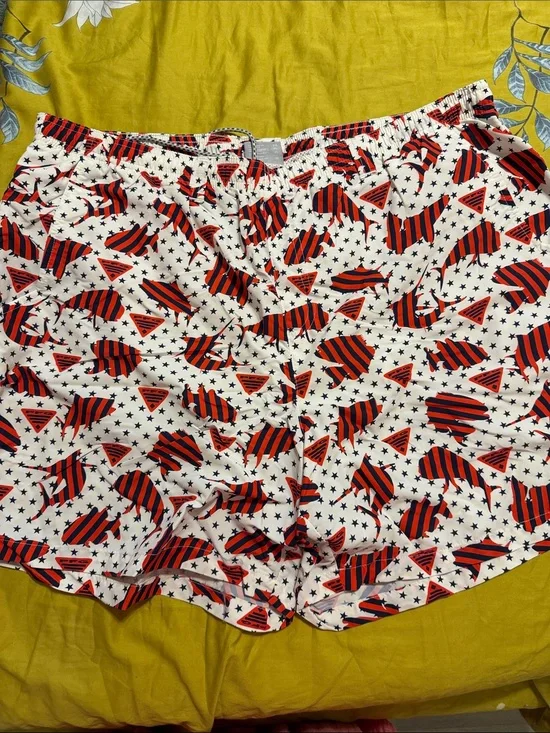 Men’s Columbia PFG White Shorts with Red & Black Stripes - Patriotic Star Print