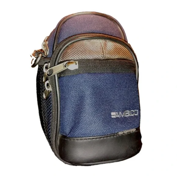 AMBICO Camera/Accessory Bag Navy Blue‎ Gray Black Strap & Belt Loop 5 Pocket Zip