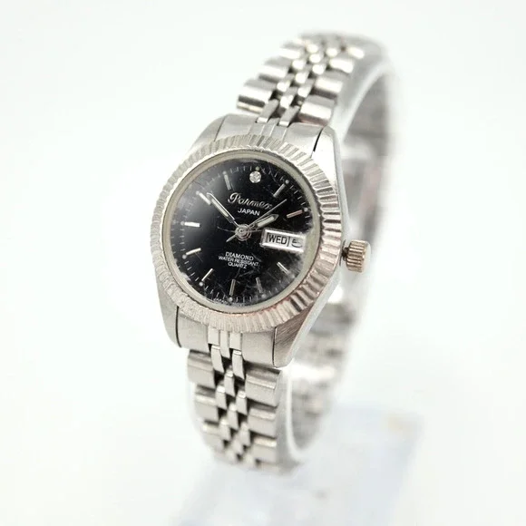 Parmex Women Watch 26mm Day Date Silver Tone Vintage Presidential w New Battery