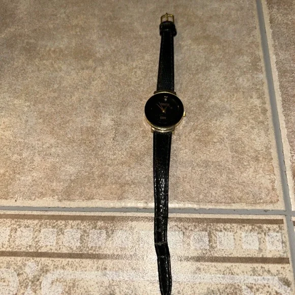 Womens Manhattan‎ Diamond Quartz Black Watch Wristwatch