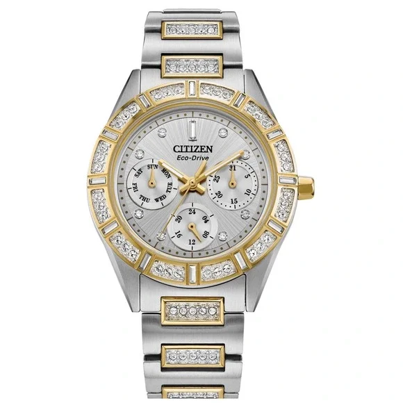 Citizen Eco Drive Crystal Two Tone Stainless Steel Ladies Watch