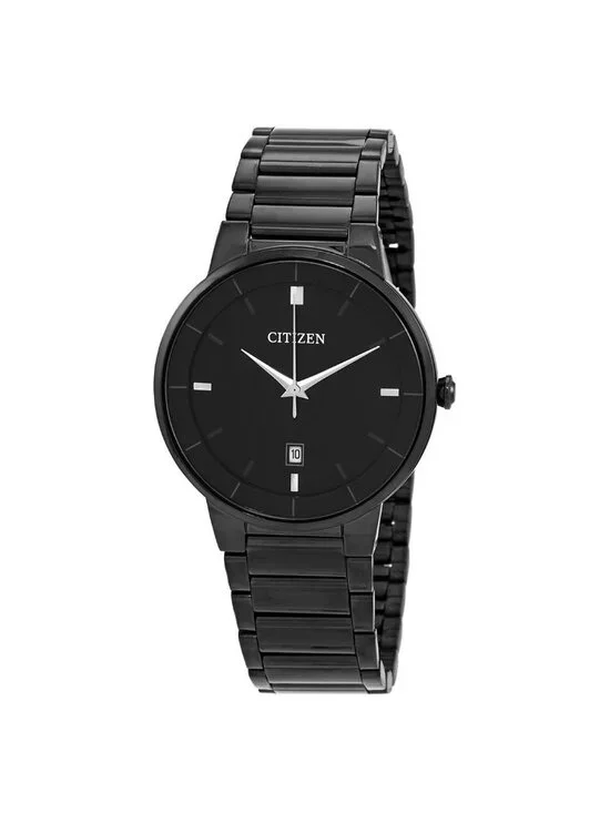 NWT Citizen Quartz Black Dial Black-plated Men's Watch