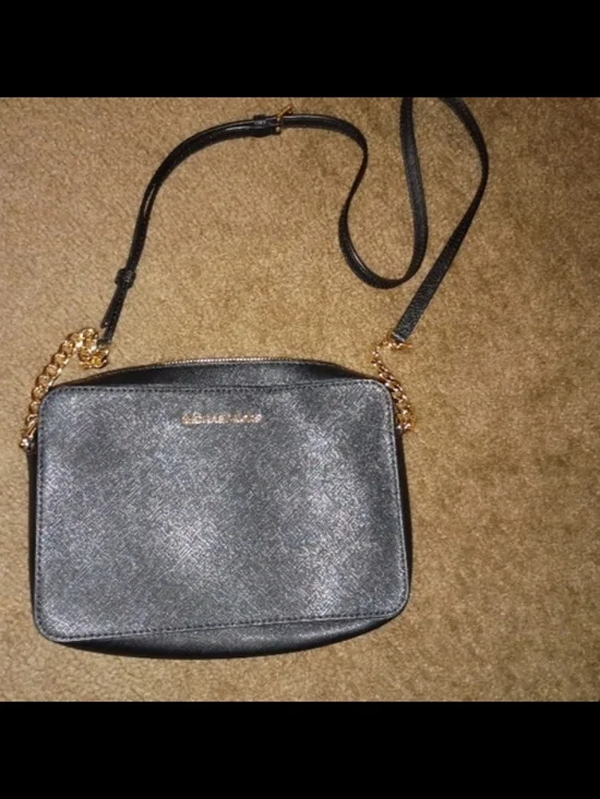 Michael Kors Black Crossbody with Gold Chain Detail