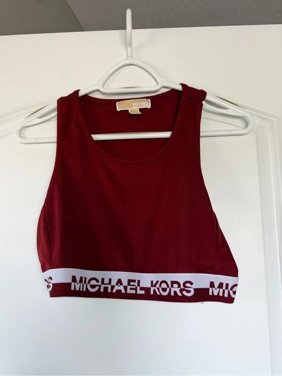 Michael Kors Wine Red Logo Crewneck Top
