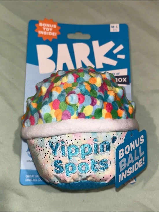 BARK Yippin' Spots Ice Cream Plush Fetch Dog Toy