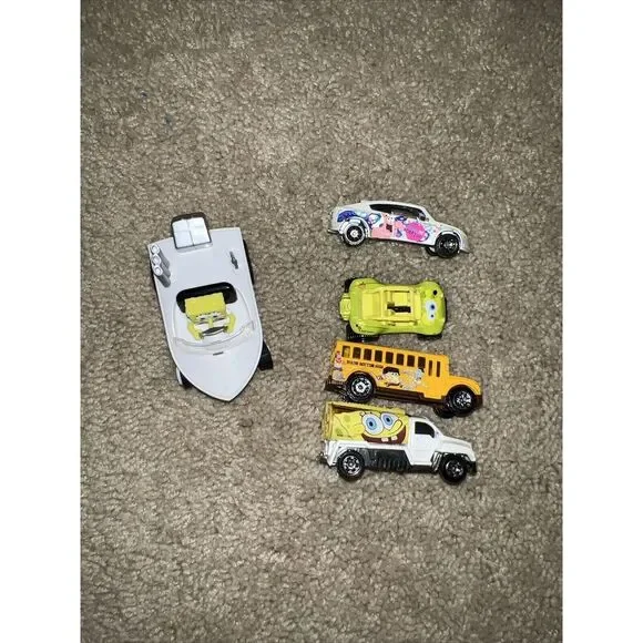 Hot Wheels SpongeBob Cars Metal Boat Plastic‎ Lot Of 5 Vintage 2001