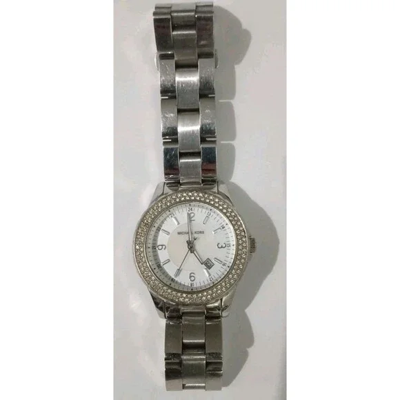 Michael Kors MK5401 Madison Silver-Tone Crystal Women's Watch - Date Display