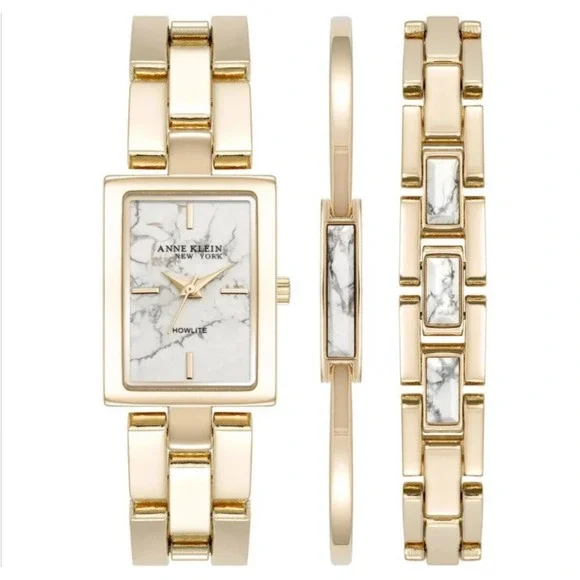 Anne Klein New York Women's Howlite Bracelet & Watch Set