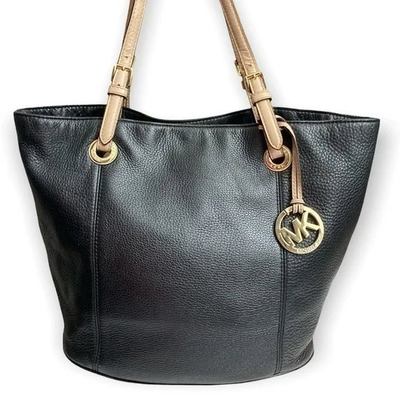 Michael kors black leather tote bag