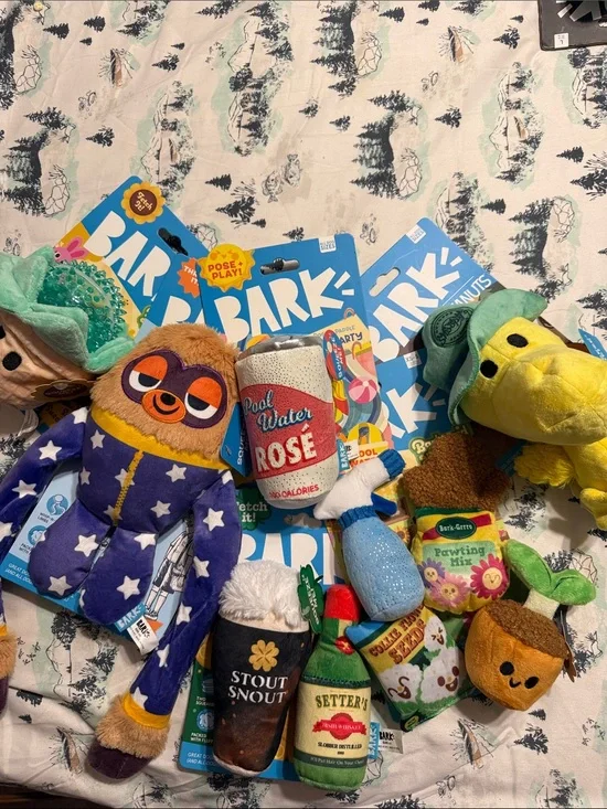 BARK Plush Dog Toy Bundle - Colorful Mixed Set NEW Set of 6 Dog Toys