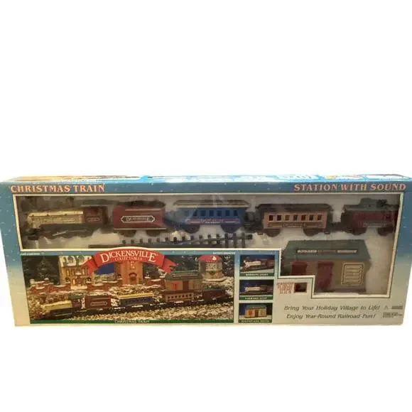 Vintage Dickensville New Bright Christmas Train W/ Musical Station House EXC