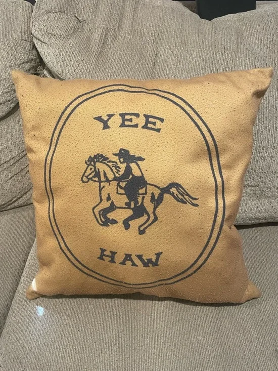Yee Haw Society6  Gold /Dark Mustard/Custard Yellow Throw Pillow/ 12 X12