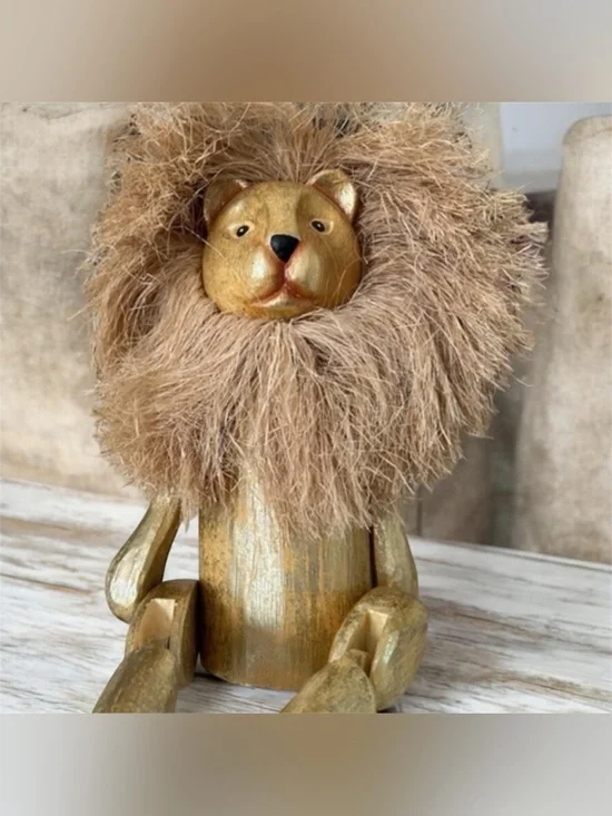 Whimsical Handcrafted‎ Golden Lion with Fluffy Mane - Pier One Decor