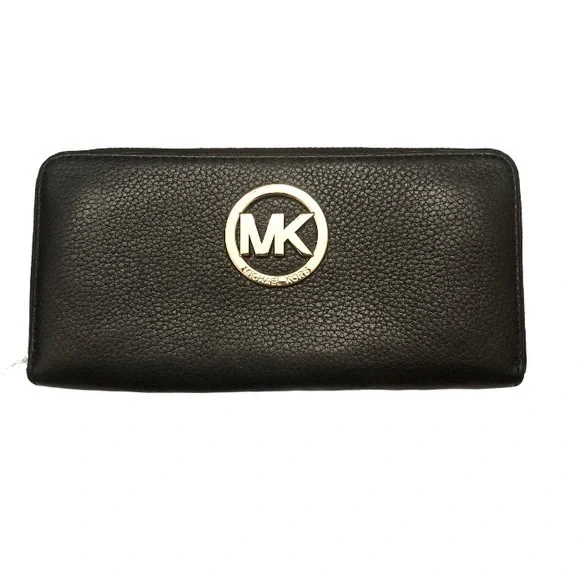 Michael kors black leather gold tone wallet