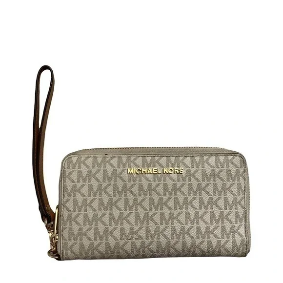 Michael kors white signature mk wristlet wallet clutch bag