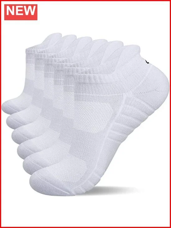 6 Pairs Cushioned Anti-Blister Tab Ankle Socks Running Athletic Low Cut