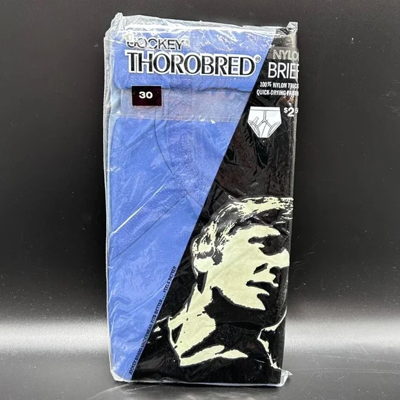 Jockey Nylon Thorobred Brief Style Underwear Blue #1031 USA Sz 30 Vtg 1971 NOS‎