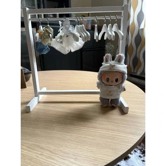 White Mini Doll Clothing Rack with Mini Hangers - Home Storage & Organization
