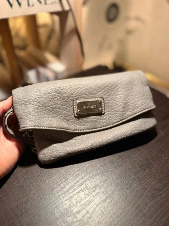 Grey Nine West Crossbody Clutch Nappy Bag Purse
