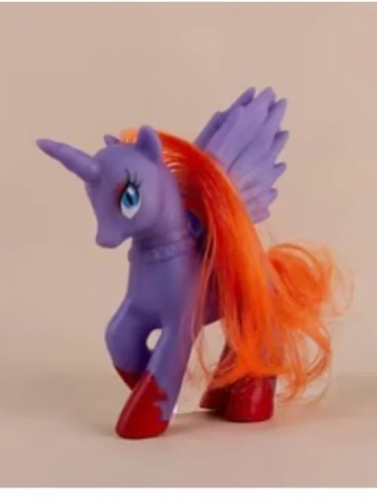 Purple Unicorn Winged Figure with Orange Mane - Kids Toy