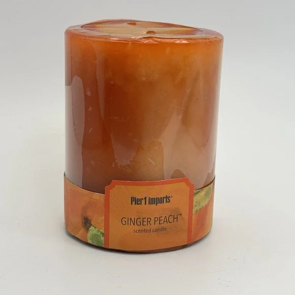 NEW Pier 1 Pillar Candle Ginger Peach Candle 3x4‎ Sealed Discontinued