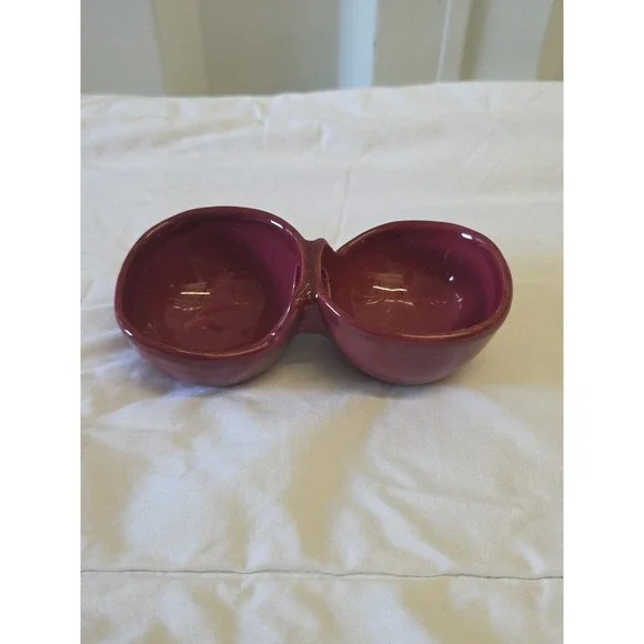 Pier 1 Import Earthenware Small Divided Bowl Hand Painted Red Made In Italy‎