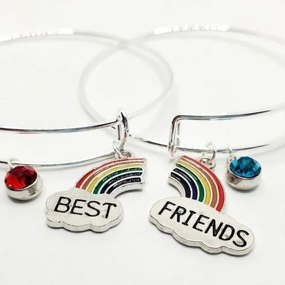 Silver Best Friend Set of 2 Charm Bracelets, Best Friend Gifts