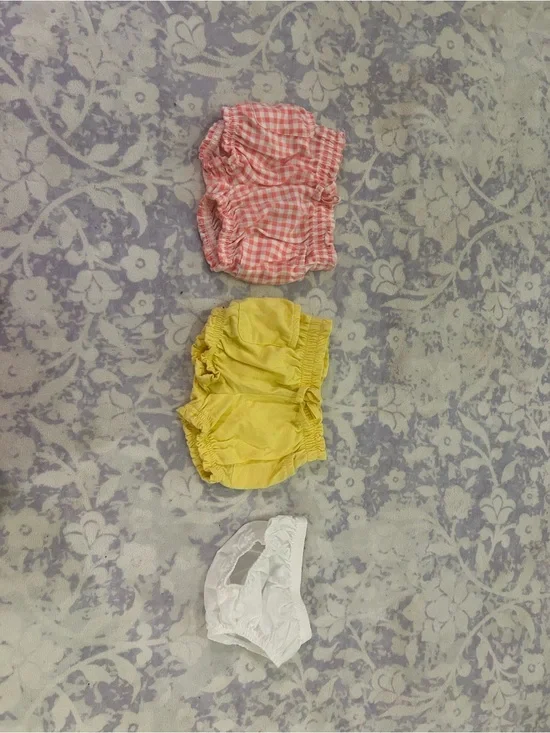 Kids Elastic Bloomers - Pink Gingham, Yellow, and White Pack