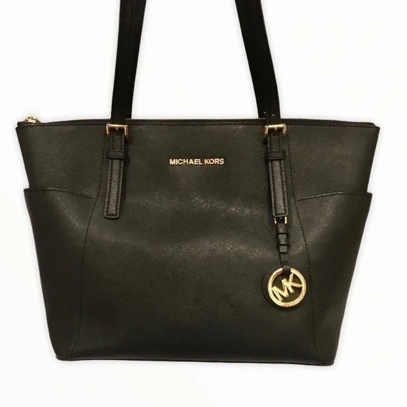 Michael kors black saffiano leather zipper bag